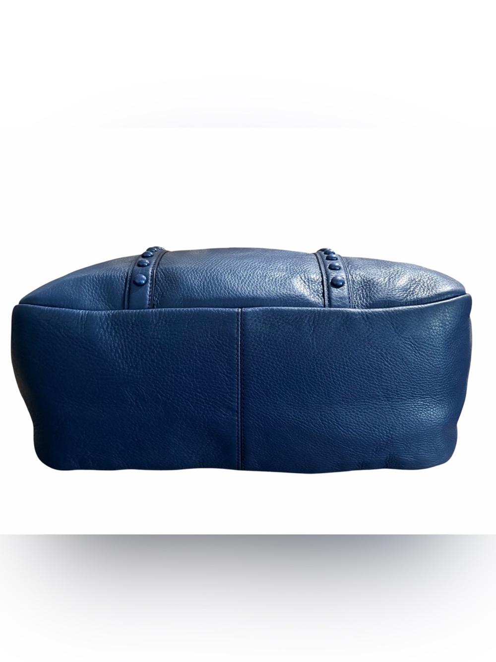 Coach Blue Central Studded Pebble Leather Satchel - Picture 11 of 11